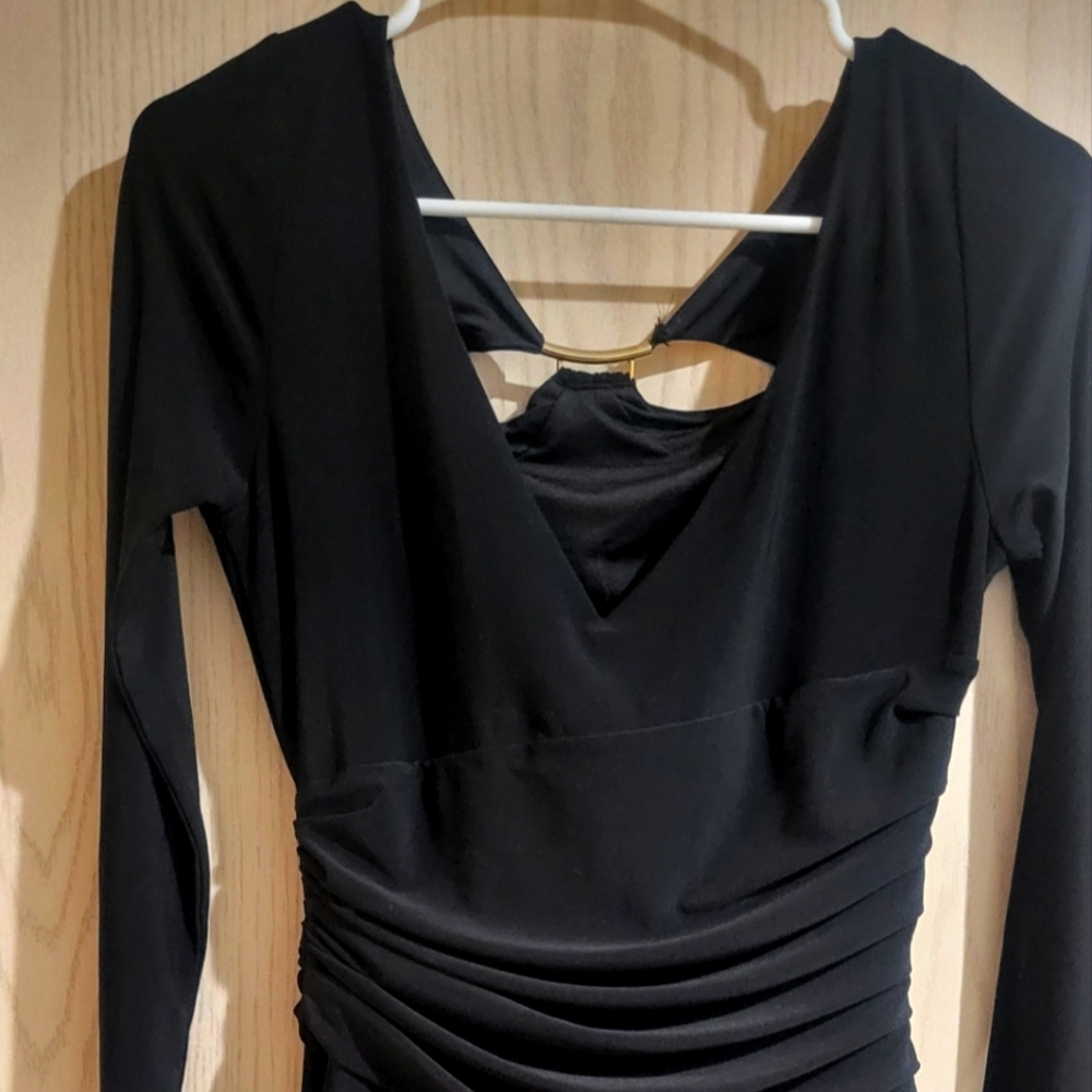 White House Black Market Black Cut-Out Long Sleeve Dress